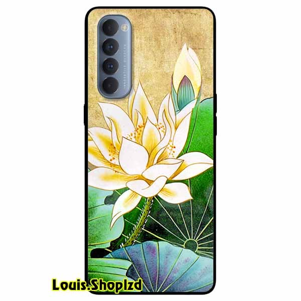 Ốp lưng dành cho oppo reno 4 - reno 4 pro mẫu hoa sen vàng