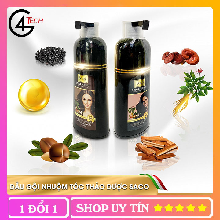 Dầu Gội Nhuộm Tóc Nhiều Màu Đẹp SACO Tinh Chất Từ Thiên Nhiên, Dầu Gội Cấp Ẩm Cho Tóc Óng Mượt Không Gây Hại, Mùi Thơm, Dầu Gội Dùng Phù Hợp Với Mọi Độ Tuổi