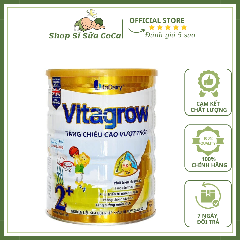 Sữa vitagrow 2+ 900g tăng chiều cao đầy đủ mã qr tích xu