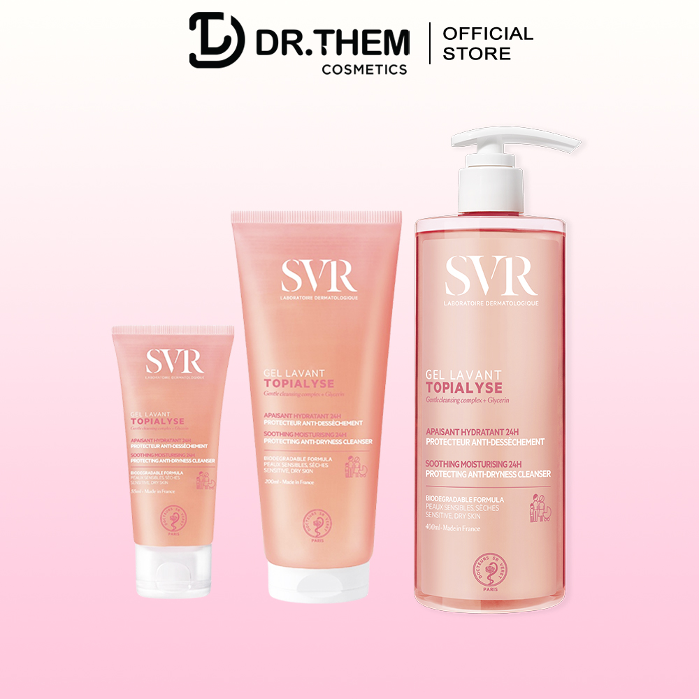 Sữa rửa mặt svr cho da khô và nhạy cảm topialyse gel lavant 55ml & 200ml - gel làm sạch không xà phòng