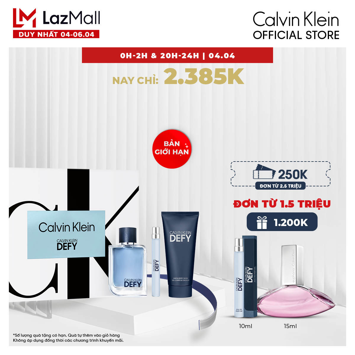 Set Nước Hoa Nam Calvin Klein Defy EDT 100ml + Shower Gel 100ml + EDT 10ml  