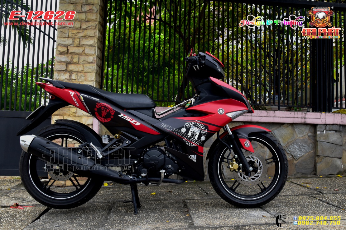 TEM TRÙM XE EXCITER 150 MU ĐỎ ĐEN NHÁM: 12626