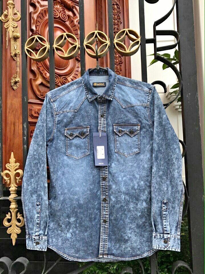 Áo sơ mi jean giấy dành cho nam dài tay
