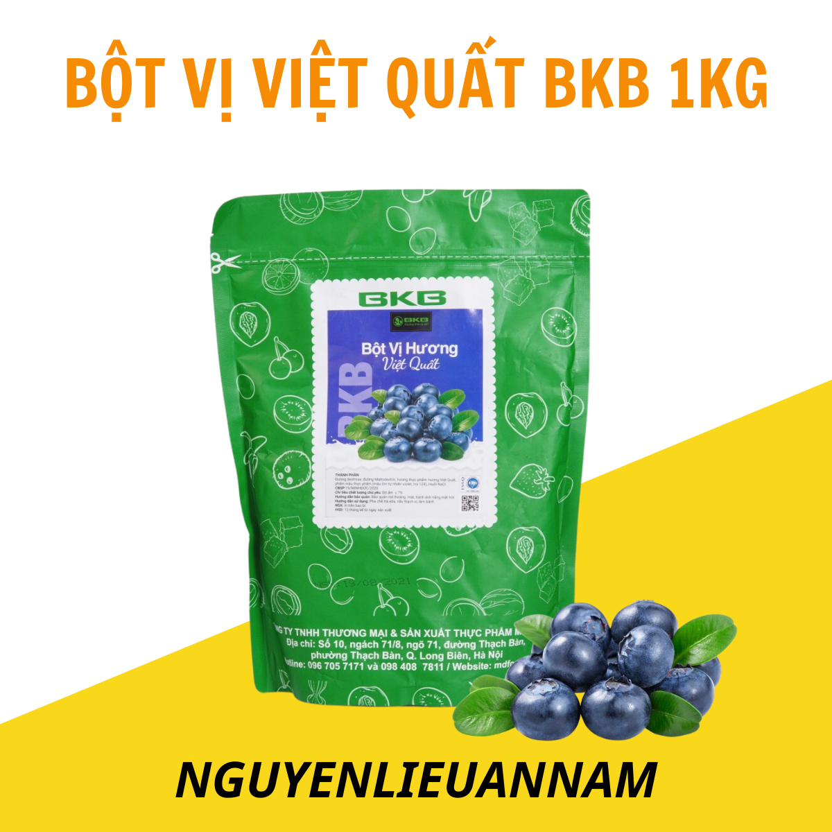 Bột vị Việt quất BKB pha trà sữa túi 1kg