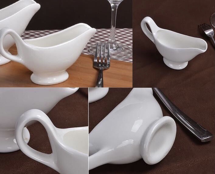 [HCM]2 CHÉN THUYỀN ĐỰNG RÓT NƯỚC SỐT GỐM TRẮNG MCALLEN 90ML