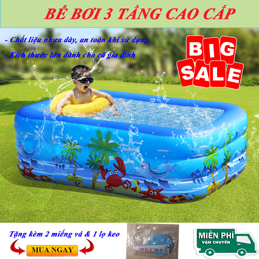 Bể Bơi Trẻ Em, Bể Bơi Phao 3 Tầng Cao Cấp, Bể Bơi Phao 3 Tầng. Bể bơi trẻ em, người lớn giá rẻ có họa tiết ngỗ nghĩnh đáng yêu. BH TOÀN QUỐC - MUA NGAY !!!