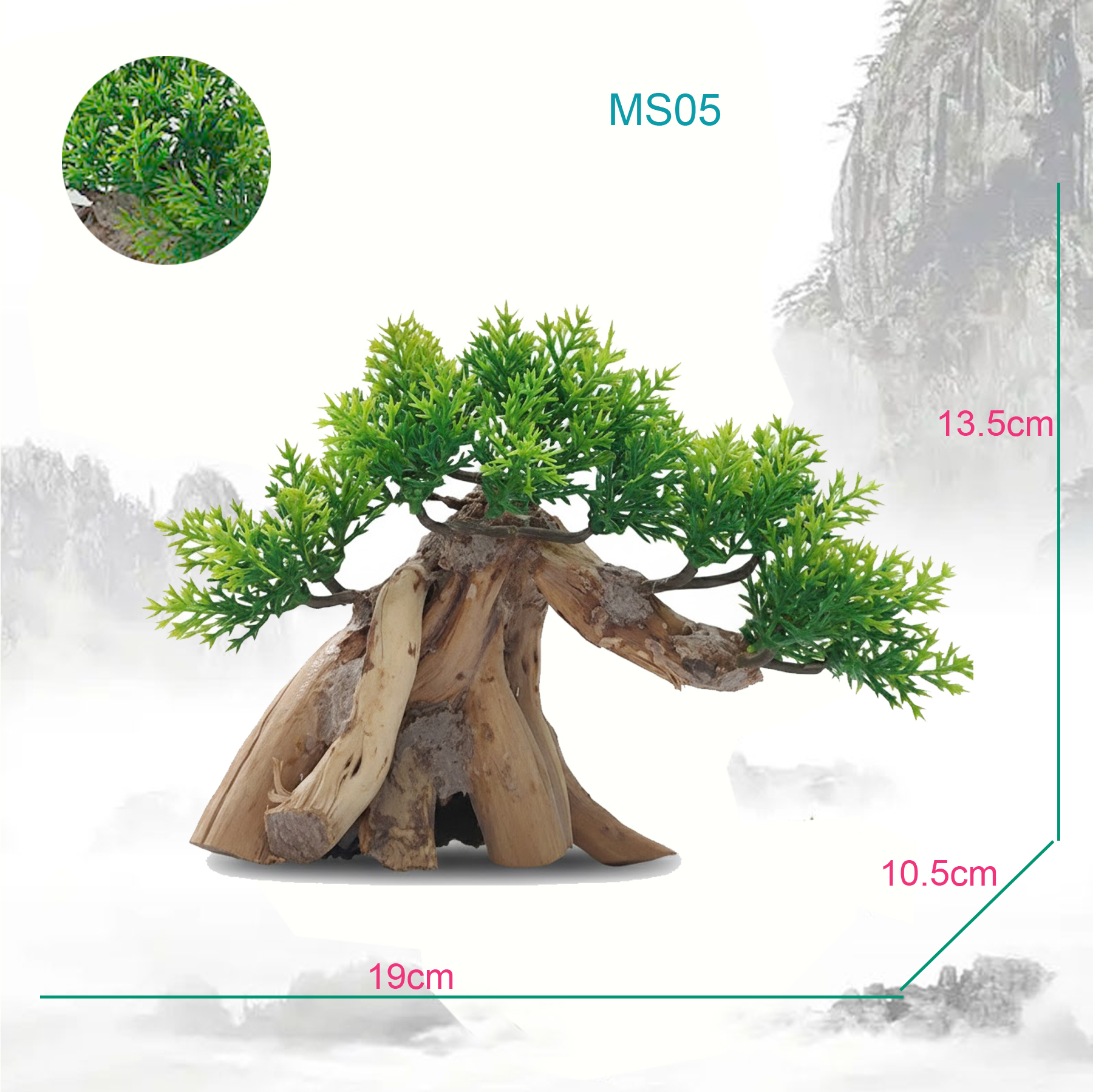 Gỗ Lũa Bonsai 195x105x135mm Trang Trí Bể Cá, Tiểu Cảnh, Non Bộ MS05