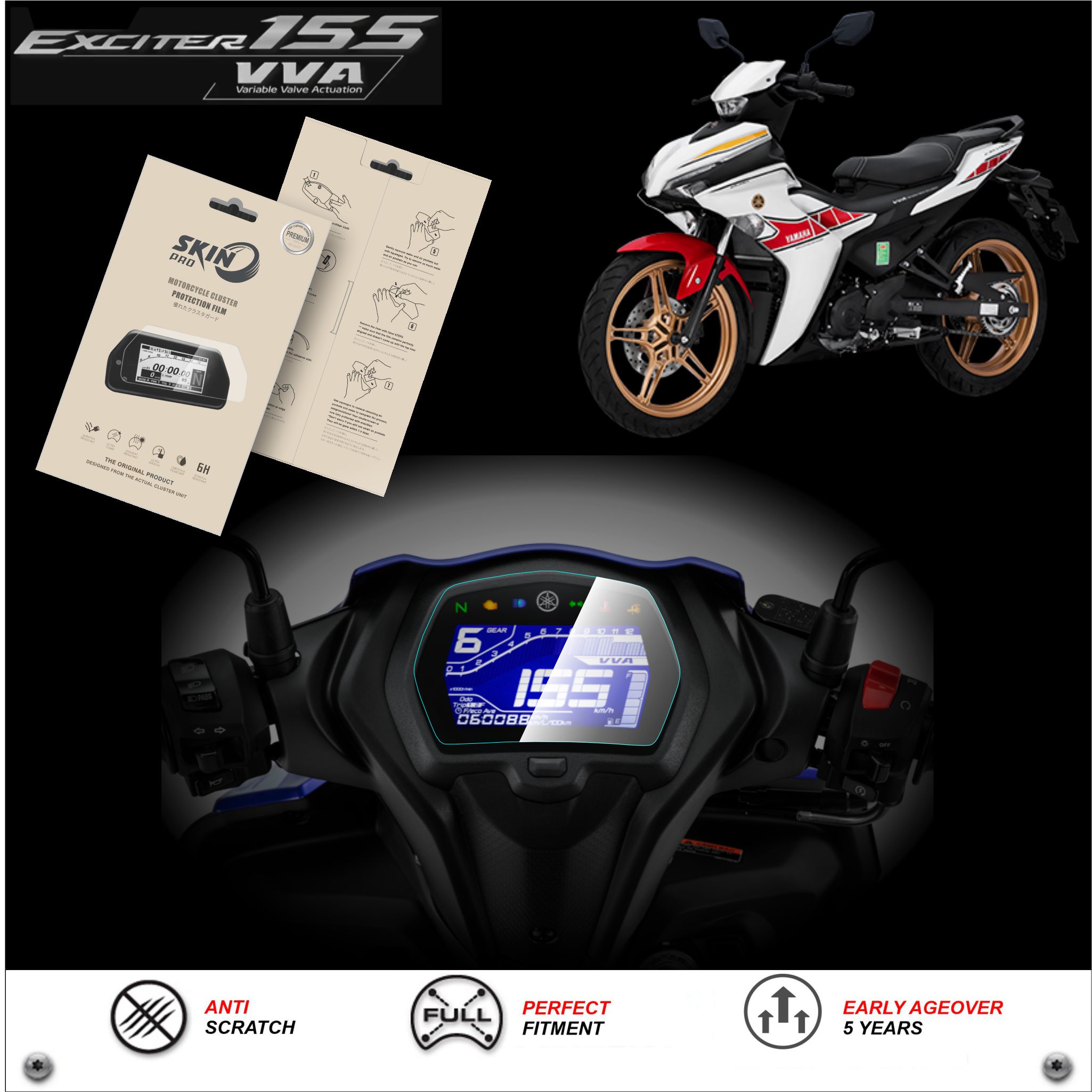 Miếng dán PPF bảo vệ mặt đồng hồ xe EXCITER 155 VVA Y16ZR 2021 2022 2023 - YAMAHA EX155 EX155VVA EX