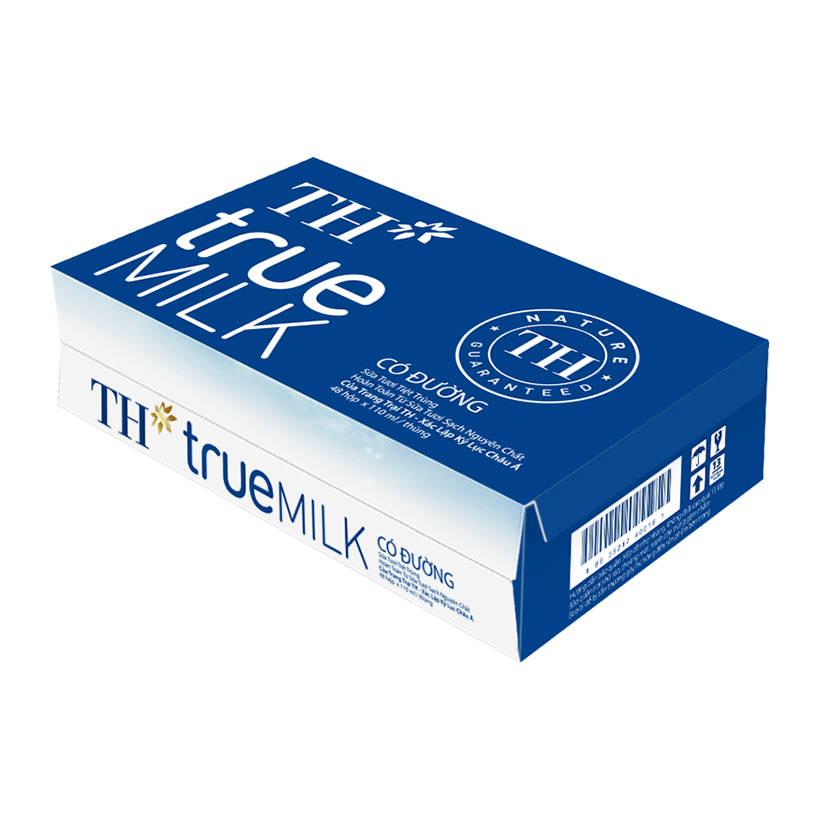 Thùng 48 hộp sữa tiệt trùng có đường TH true milk 180ml