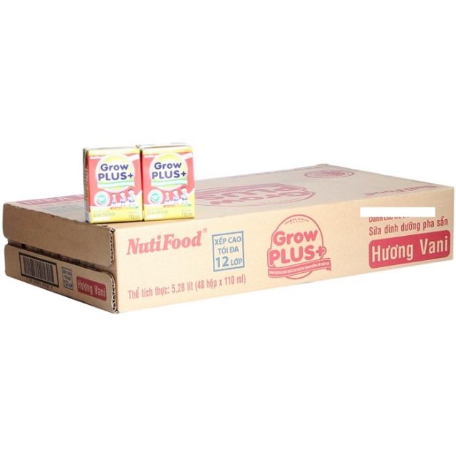 Sữa bột pha sẵn nutifood grow plus+ đỏ hương vani thùng 48 hộp x 110ml