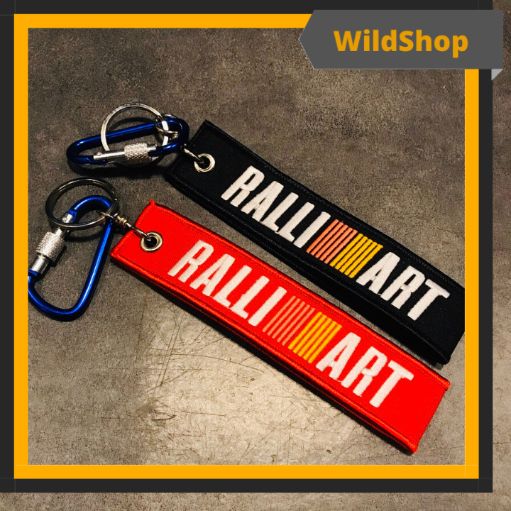 Móc khóa motor thêu logo Ralliart - 2 màu