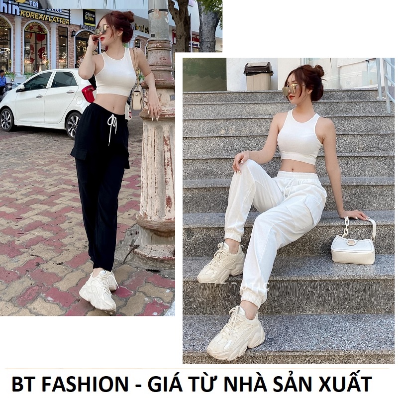 (Mua Lẻ hoặc Bộ) Quần Thể Thao Jogger  + Áo Thun Ba Lỗ CropTop BT Fashion  (Túi Hộp) SE01