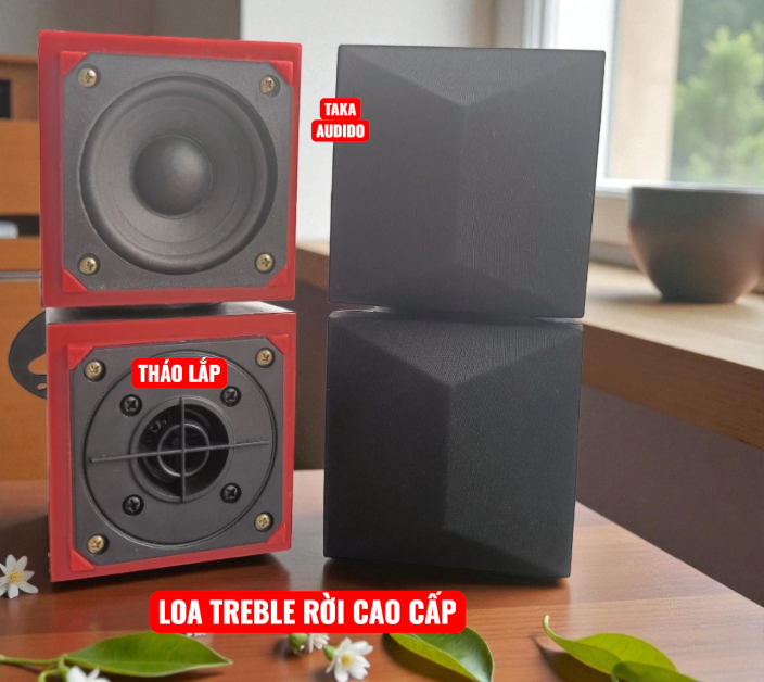 Đôi loa treble rời Thumper gồm 4 loa (2 trung 2 treble) trợ lời tốt đã kèm tụ sẵn , lắp trực tiếp amli