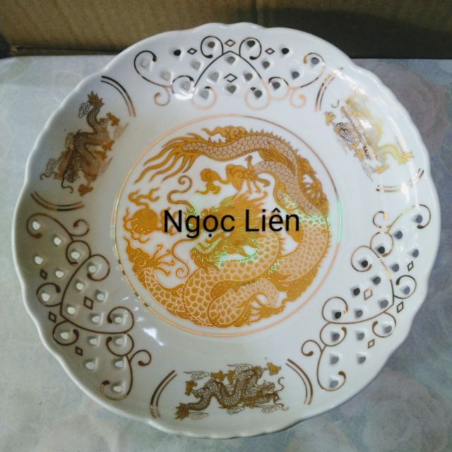 Dĩa trái cây men sứ trắng