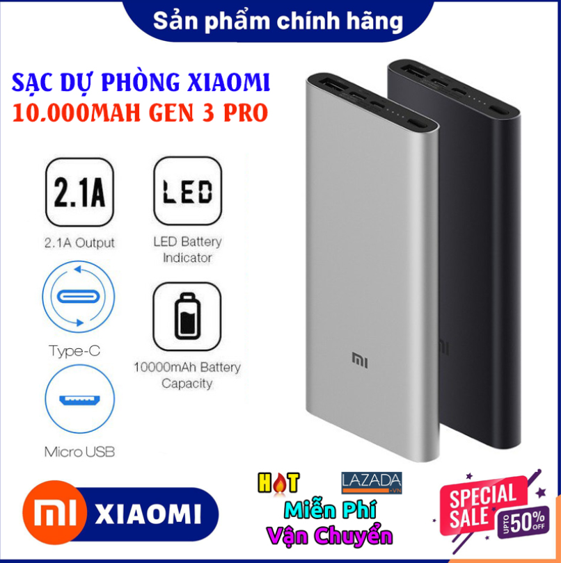 [HCM][HÀNG CHÍNH HÃNG] Sạc Xiaomi Power Bank 3 10000MAh USB Loại C 2 Chiều 18W - Sạc Dự Phòng Xiaomi Gen 3 10000mAh  Sạc Nhanh 2 Chiều Cổng Type-C 18W - Hỗ Trợ Sạc Nhanh  Có Cổng Sạc TYC  Cổng Sạc 2.3 + 3.0 Cao Cấp Dung Lượng Chuẩn 10000