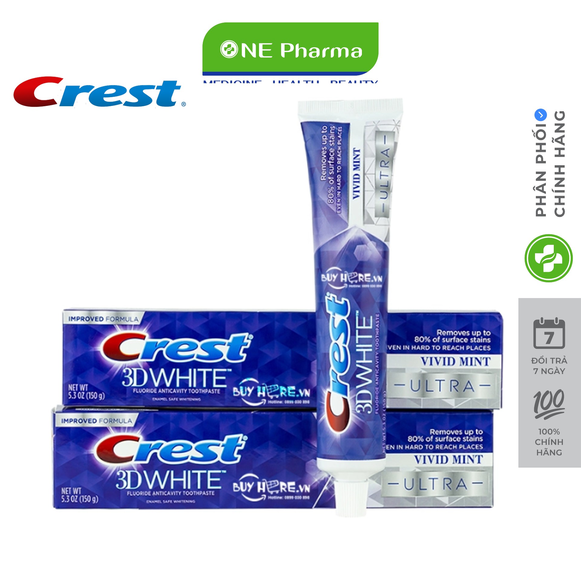 Kem đánh răng crest 3d white advanced của mỹ 147g