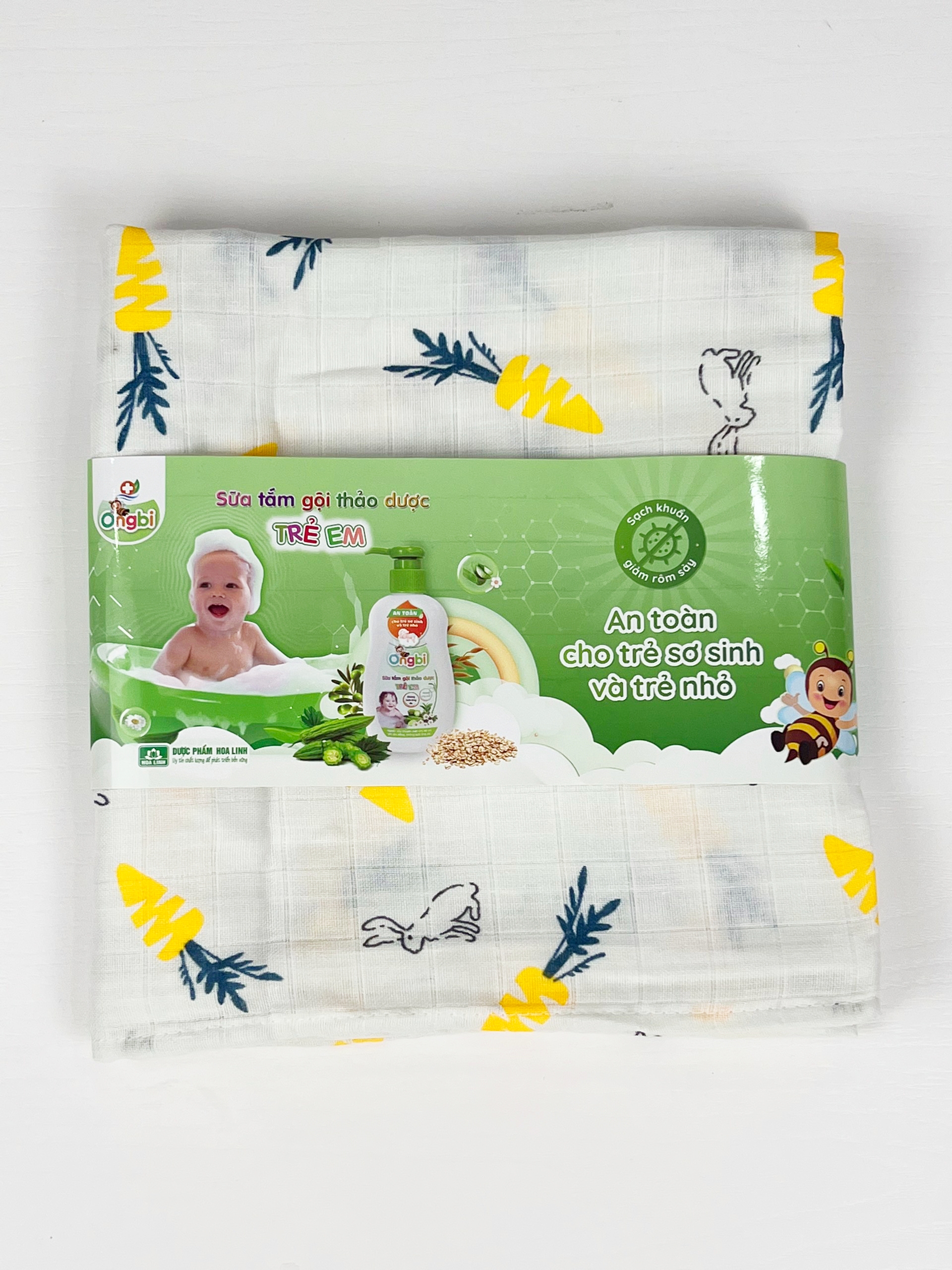 Khăn tắm cho bé, khăn choàng tắm Ongbi cho bé sơ sinh kích thước 80 x 100