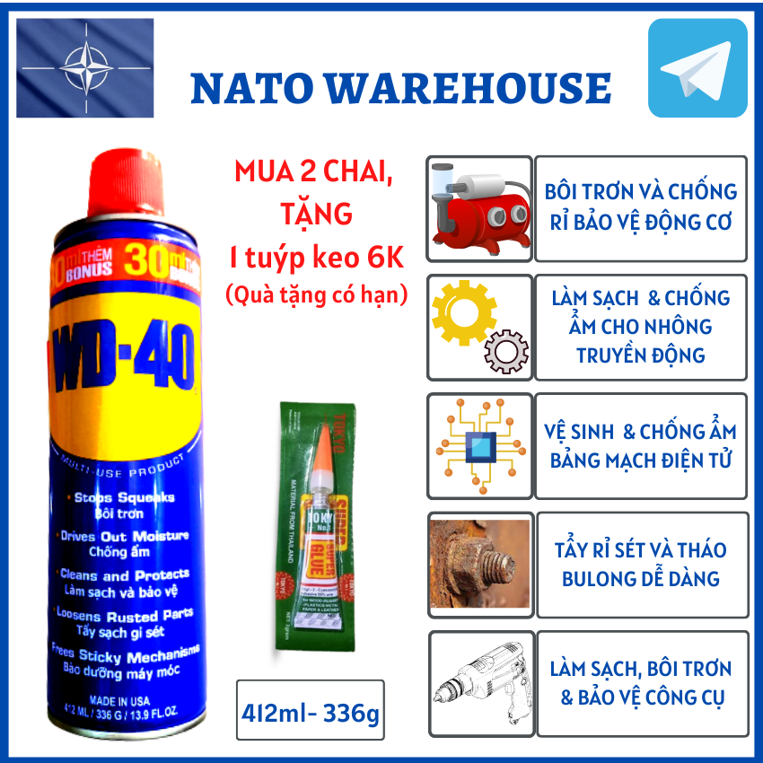 [Freeship+Quà] Chai xịt chống rỉ, bôi trơn, chống ẩm WD-40 WD40 421ML (339G)