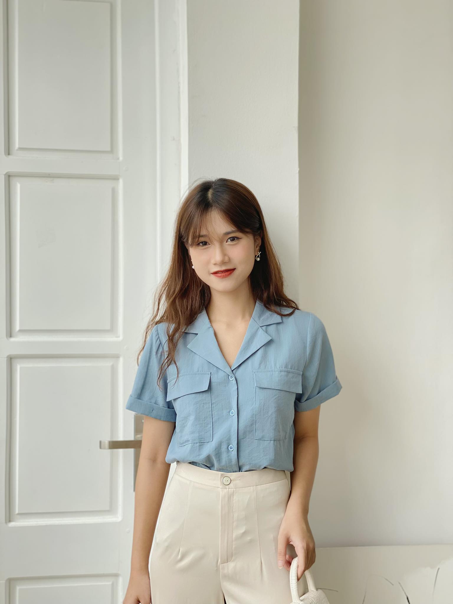 Áo sơ mi cổ vest 2 túi nắp tiinstore ahn372