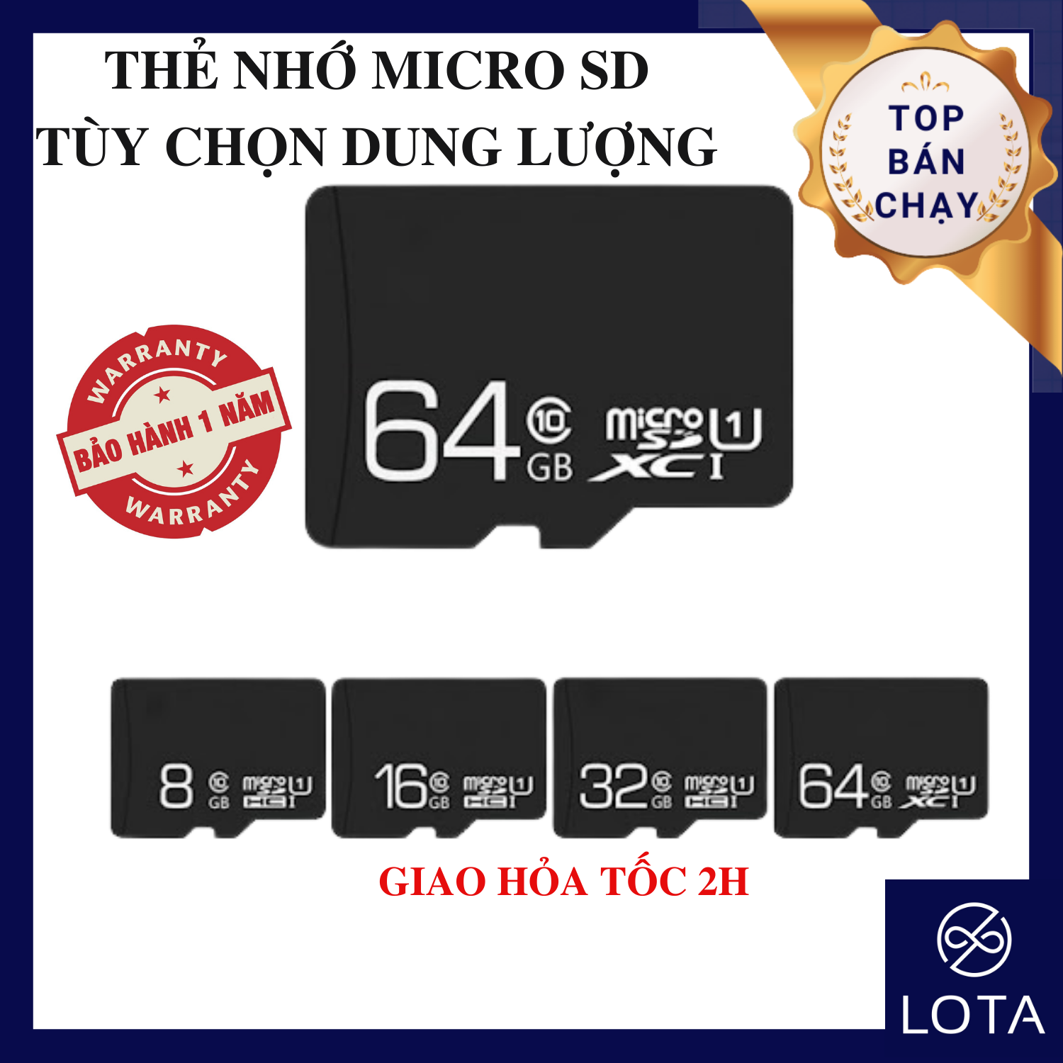 Thẻ nhớ Micro SD tốc độ cao Class 10 tùy chọn dung lượng 32gb 16gb 8gb 4gb 4 8 16 32 gb gygabye dùng cho điện thoại camera an ninh hành trình SDHC memory card LOTA SHOP