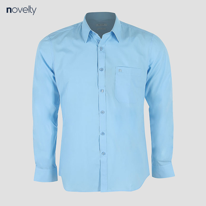 Áo sơ mi nam Novelty dài tay trơn màu xanh da trời nhạt NSMMMNMTCR191274D