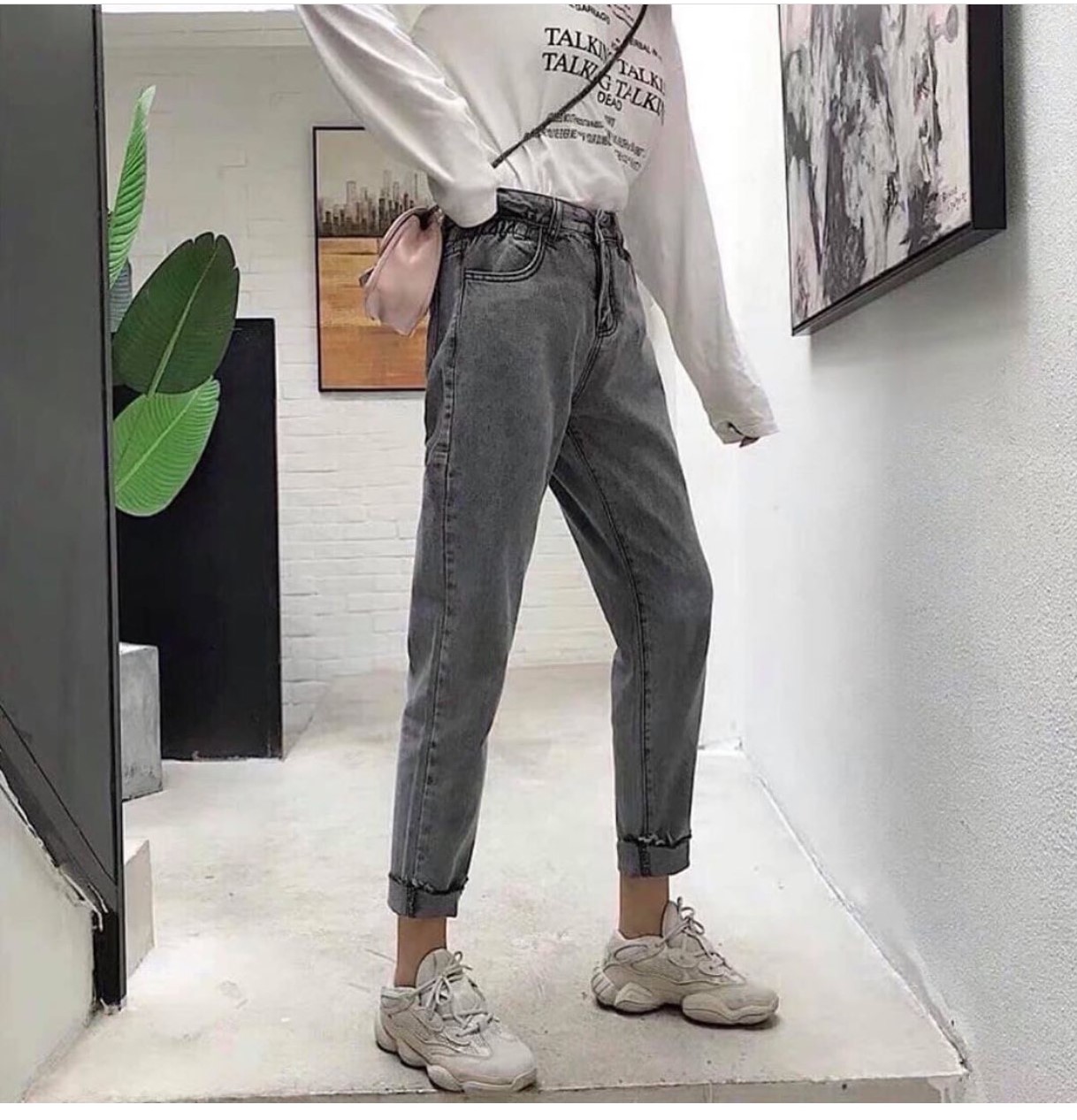 [ ĐẸP DỮ THẦN!!! ] QUẦN BAGGY JEAN NỮ CAO CẤP UTI MÀU XÁM TRO CỰC HOT