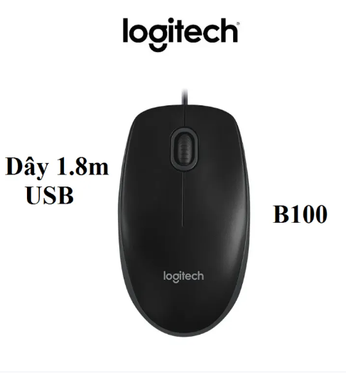 Chuột máy tính logitech b100 chính hãng - chuột quang có dây b100 kết nối chuẩn usb, chuột laptop, máy vi tính chất lượng cao