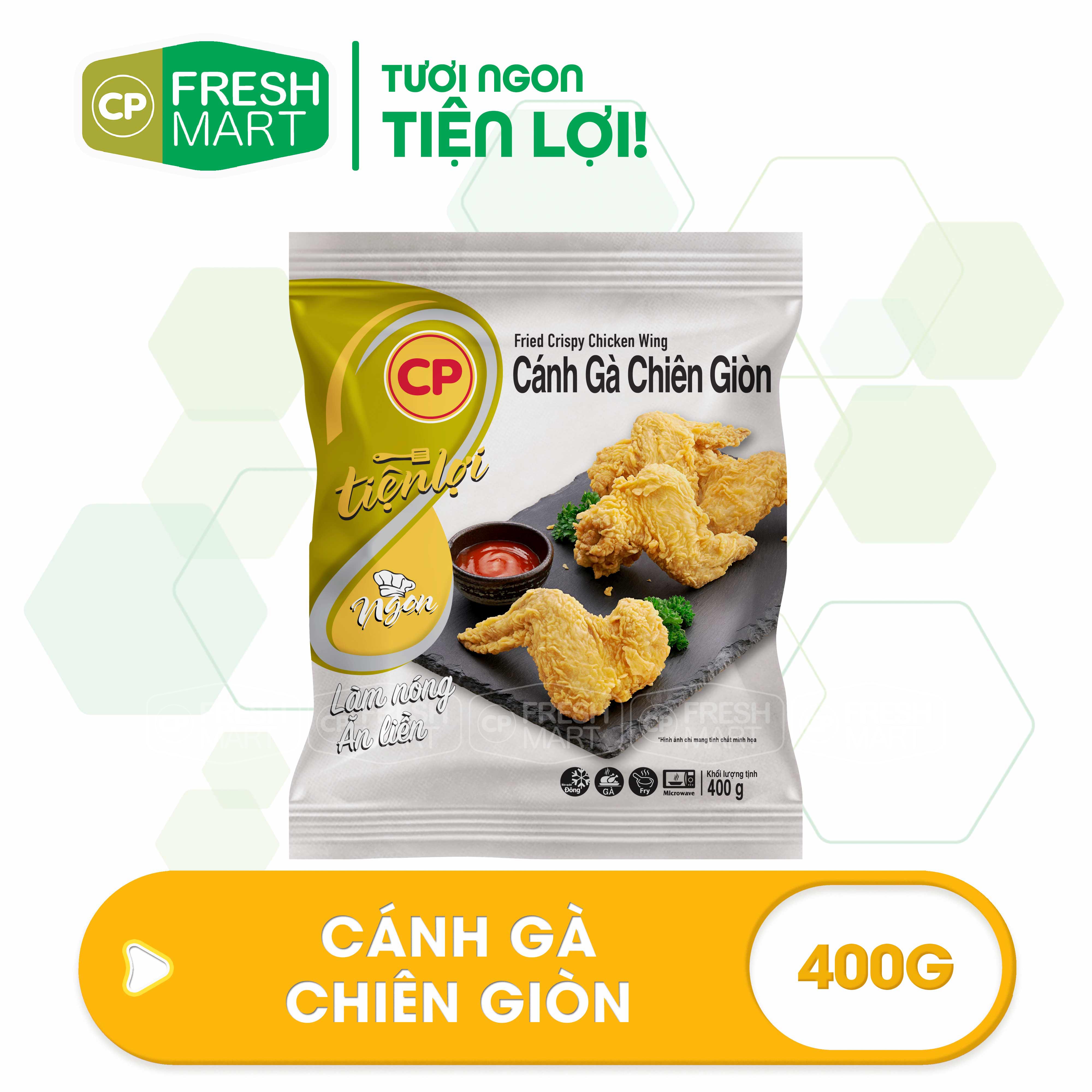 Cánh Gà Chiên Giòn CP 400g - Gà Rán CP Foods - Thơm ngon tiện lợi