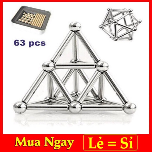 Bộ xếp hình viên bi và thanh que innox nam châm