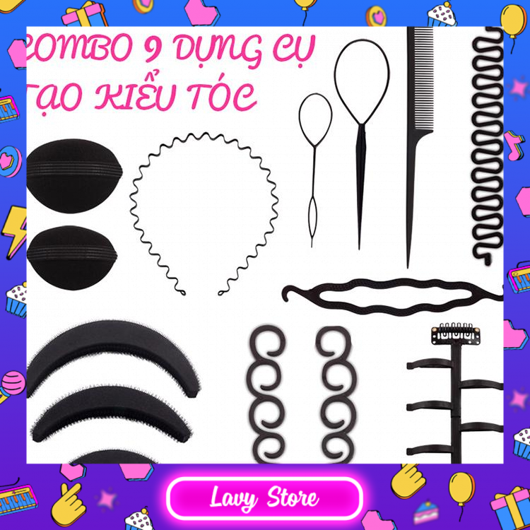 Lavy store - combo 9 dụng cụ tạo kiểu tóc đa năng