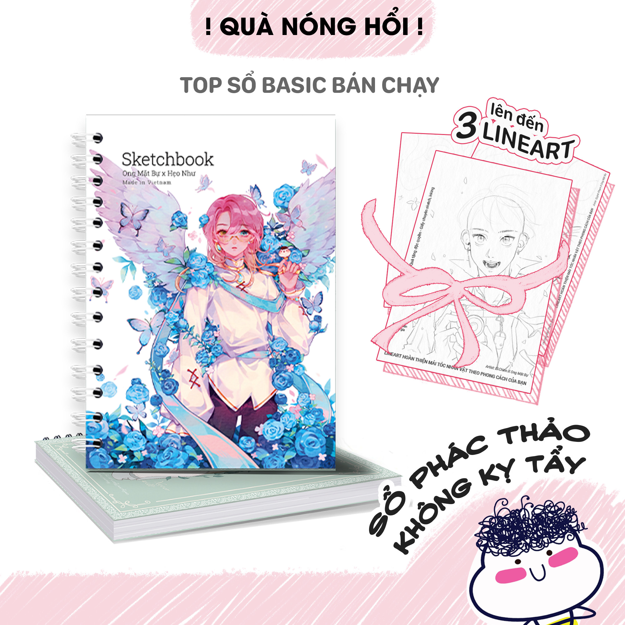Sổ vẽ không kị tẩy - sổ phác thảo - lỗi 1 đổi 1 - sketchbook không kèm tài liệu vẽ - ong mặt bự