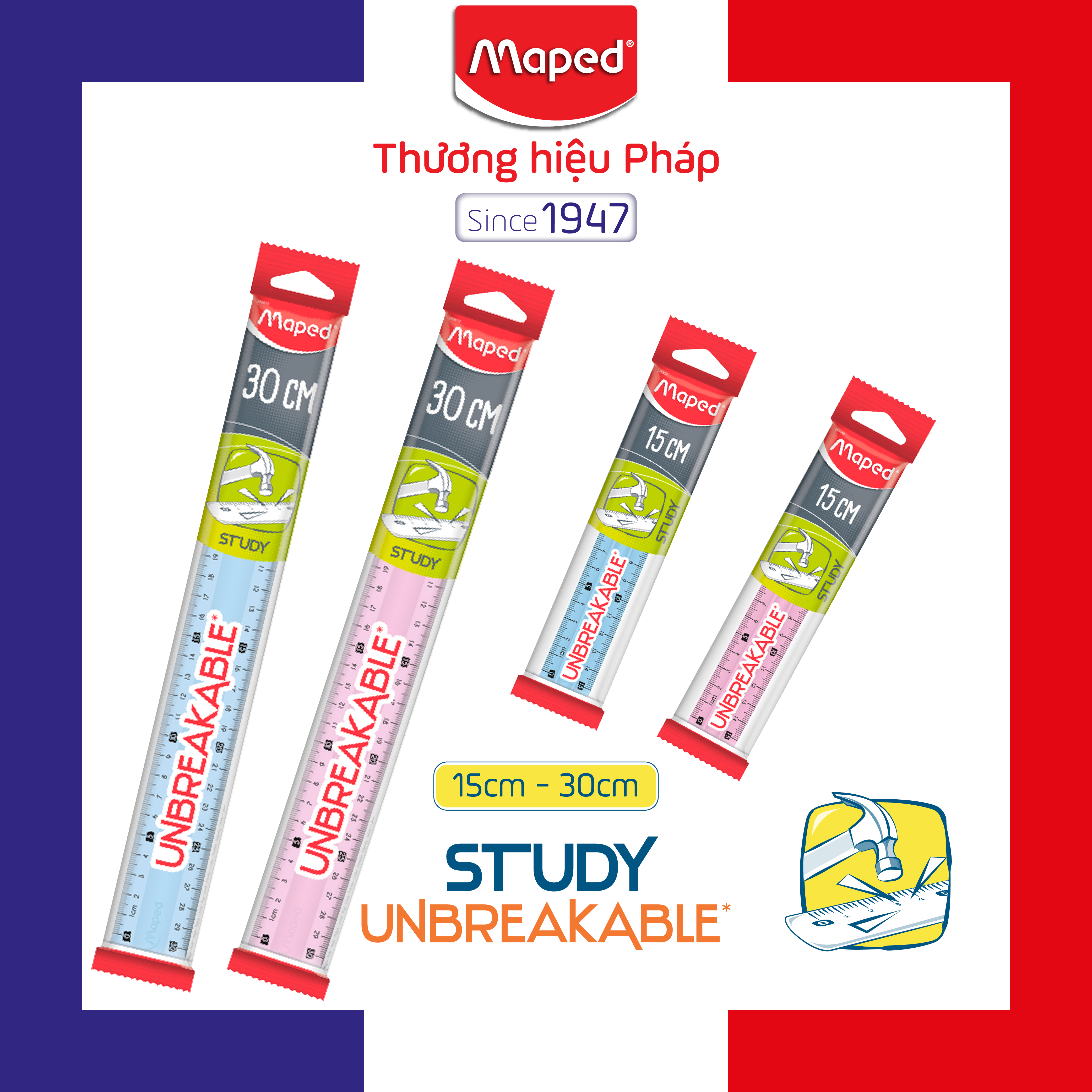 Maped - thước không gãy 15/30cm - 1 cây