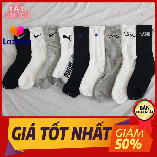 Combo 9 đôi Tất Thể Thao Cao cổ  ( 3 Nike , 2 Champion, 3 Vans , 1 puma))