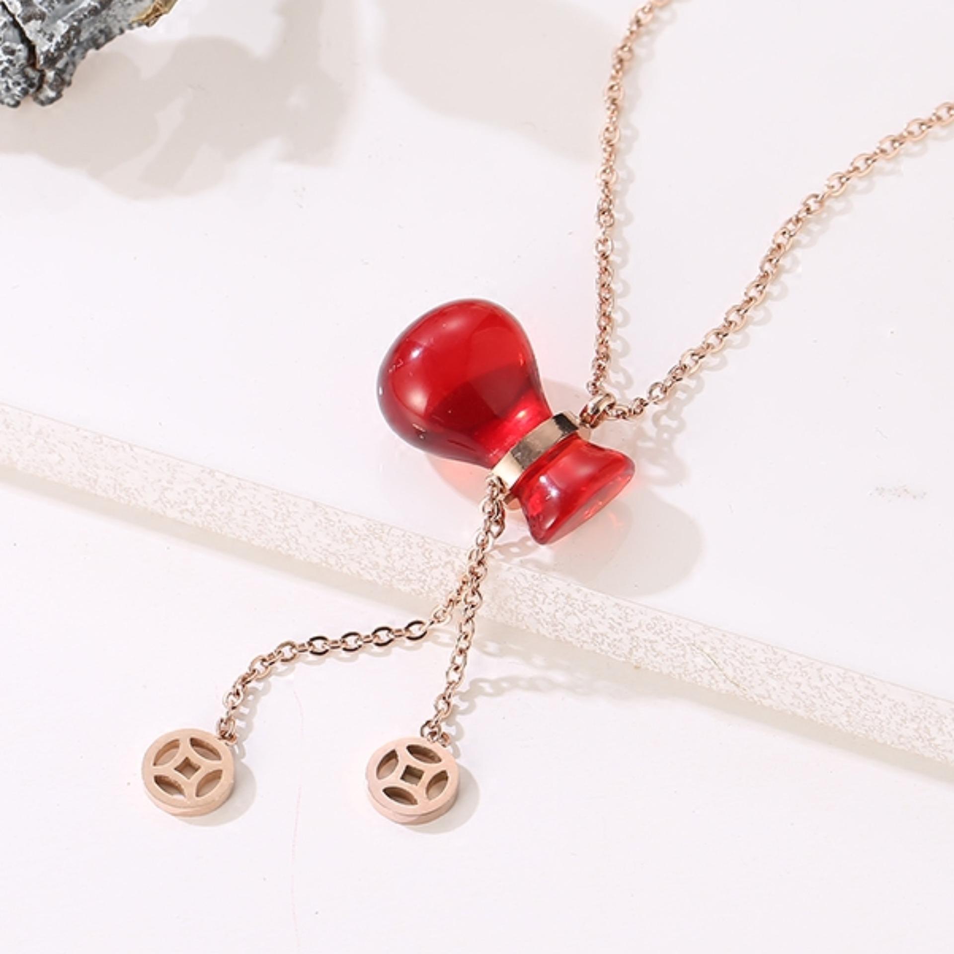 Dây chuyền titan cao cấp mặt túi tiền đính đá thạch lựu thời trang xinh xắn Hàn Quốc TG-1035