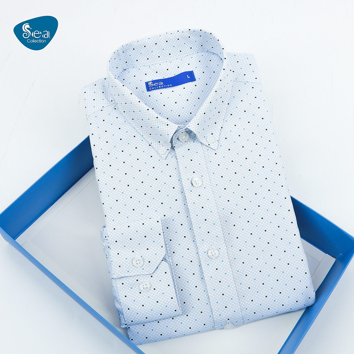 Áo sơ mi nam tay dài chấm bi sea collection 13602