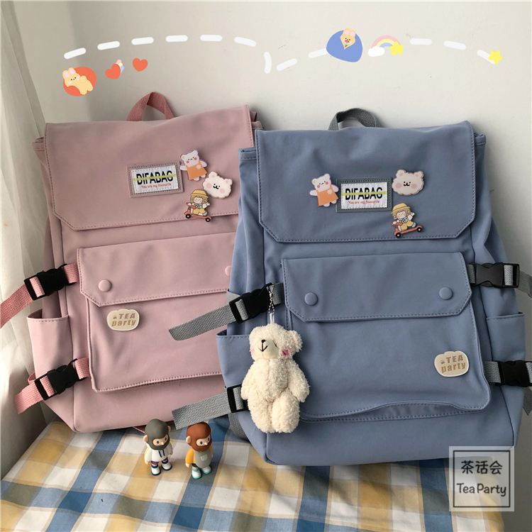 Balo đi học, ba lô nữa thời trang, balo unisex, balo ulzzang. B046 balo vuông 2 nút difa