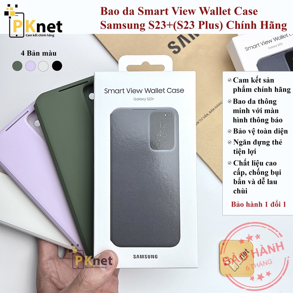 Bao da smart view s23+ samsung chính hãng - bảo hành 6 tháng 1 đổi 1, 4 màu sắc tùy chọn