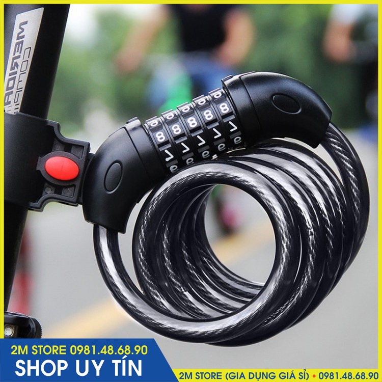 Khoá dây 5 số cao cấp chắc chắn, an toàn cho xe đạp