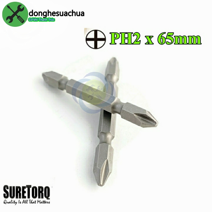 Mũi vặn vít 2 đầu ph2 suretorq 1673-0302 pl màu xám dài 65mm