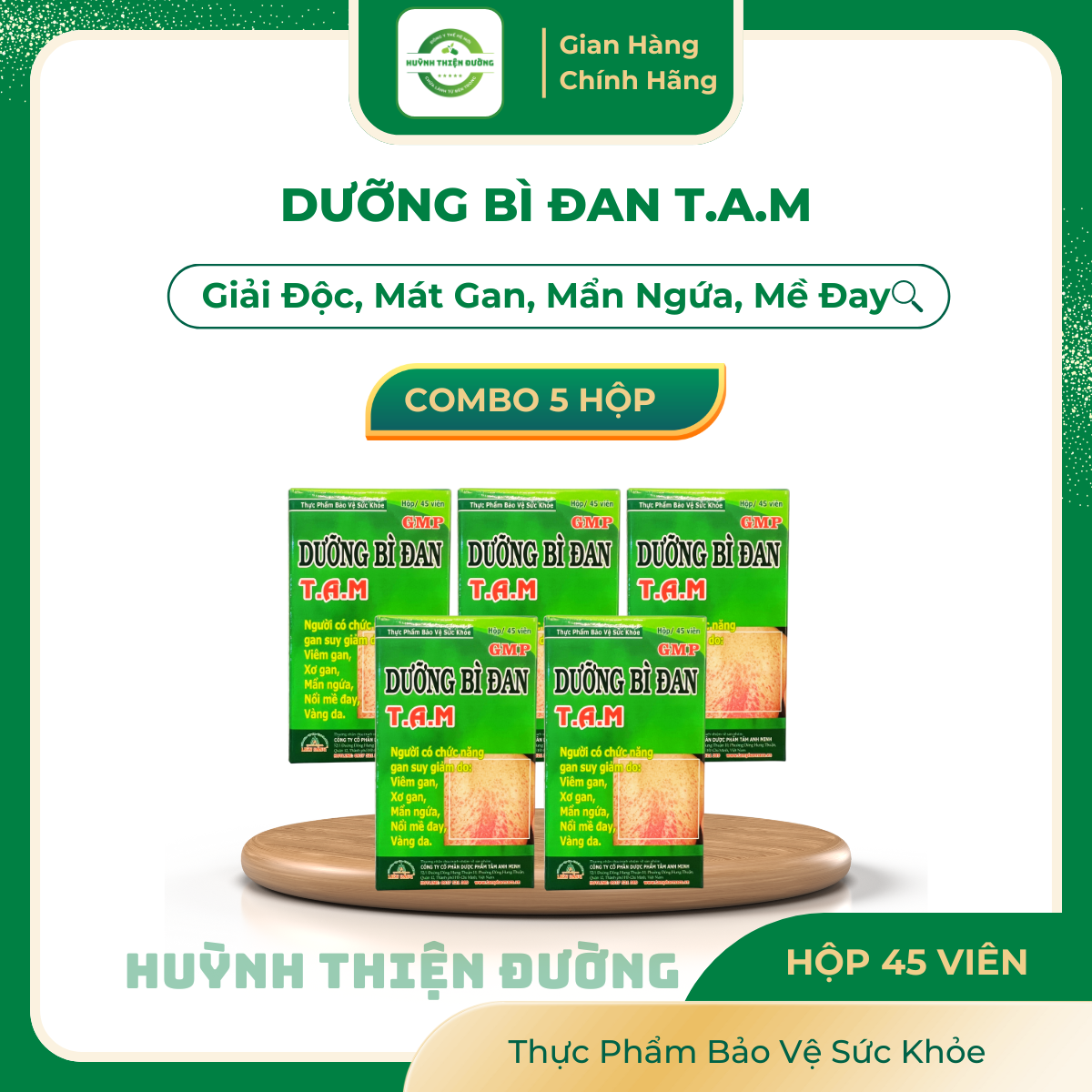 (Combo 5 lọ) Dưỡng Bì Đan T.A.M Hỗ trợ thanh nhiệt giải độc, mát gan, giảm mẫn ngứa mề đay, vẩy nến lupus ban đỏ - Huỳnh Thiện Đường