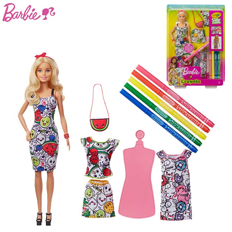 Búp bê Barbie chính hãng đồ chơi ăn mặc thiết kế Crayola đồ chơi trẻ em