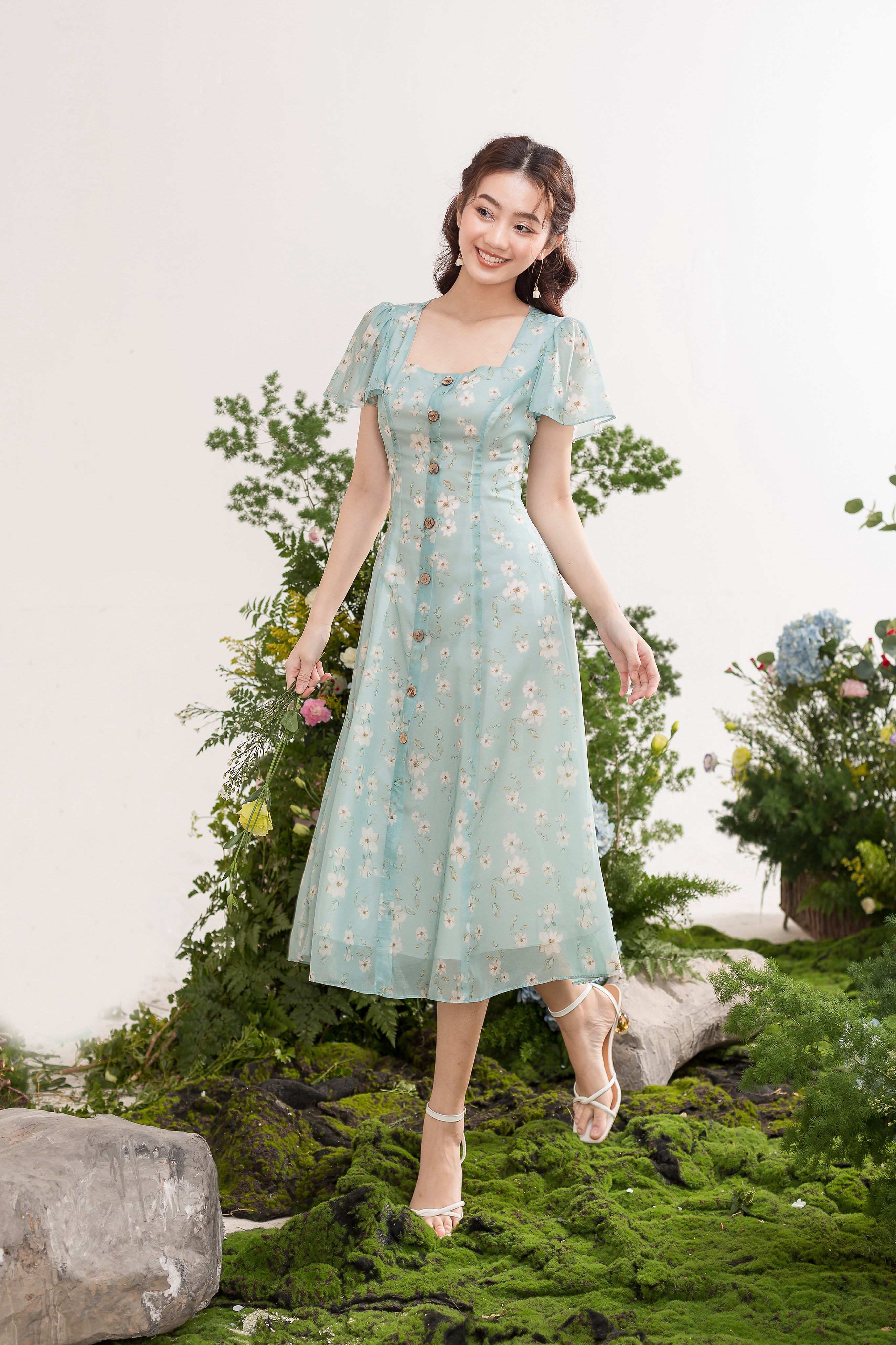 TIELA Đầm cổ vuông tay cánh tiên-Mimi Dress