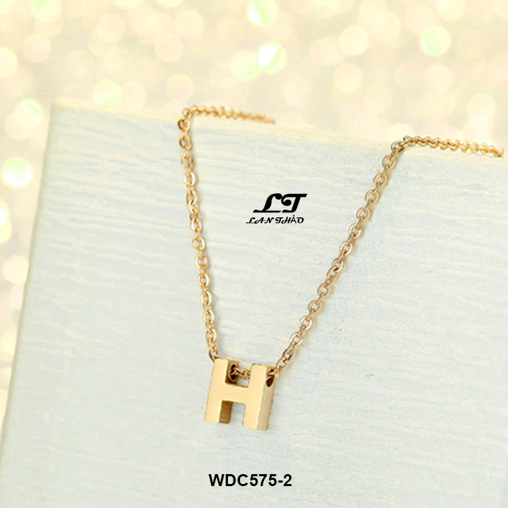 Dây chuyền titan chữ H (vàng) WDC575V Không đen không gỉ sét