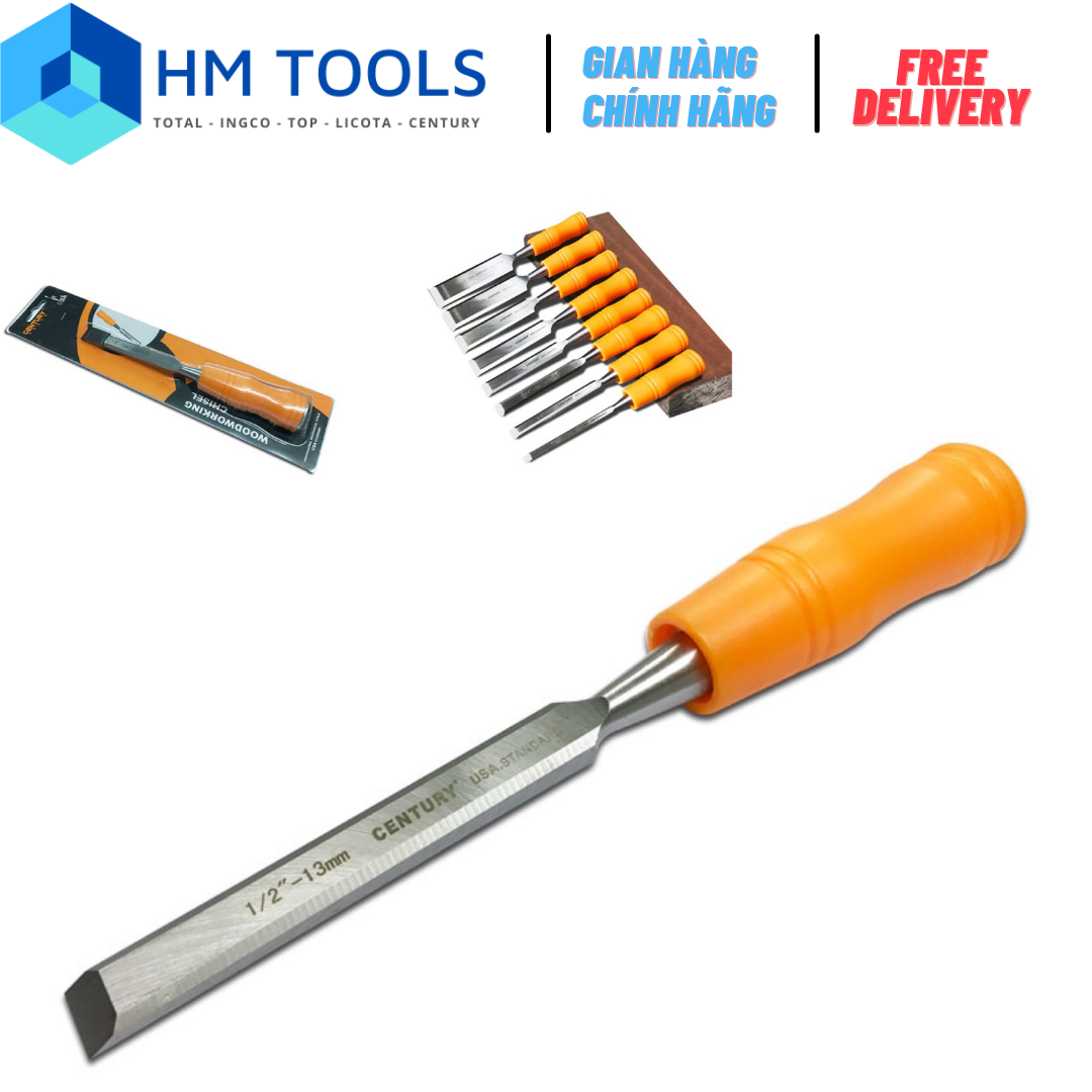 Đục gỗ cán nhựa century - tuỳ chọn size - dài 219mm - thép cr-v siêu bén, không gỉ cao cấp