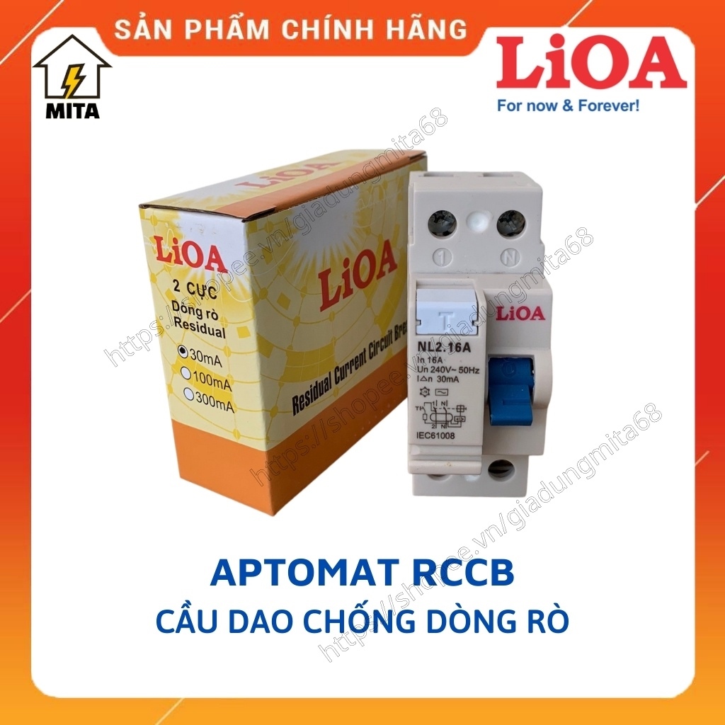 Aptomat Chống Giật LiOA - CB Chống Dòng Rò - Át Chống Giật - MITA