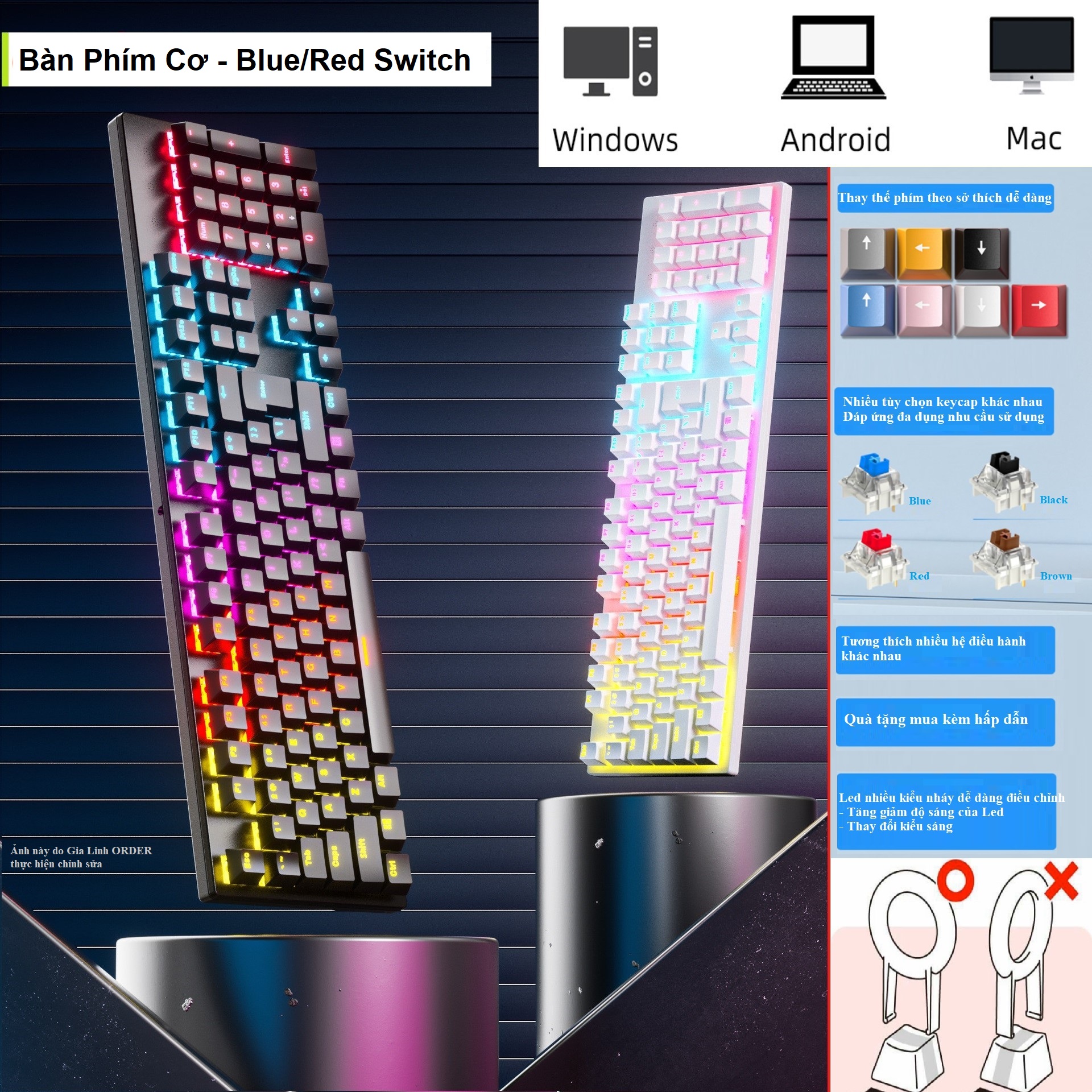 Bàn phím cơ gaming a800 - black - led rbg
