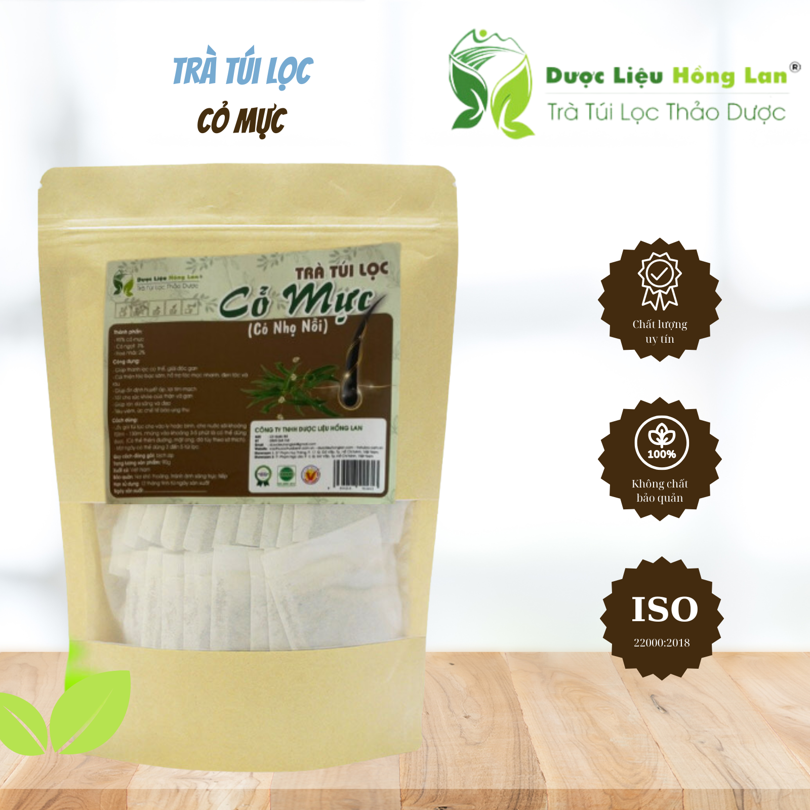 Trà túi lọc cỏ mực túi zip 90g