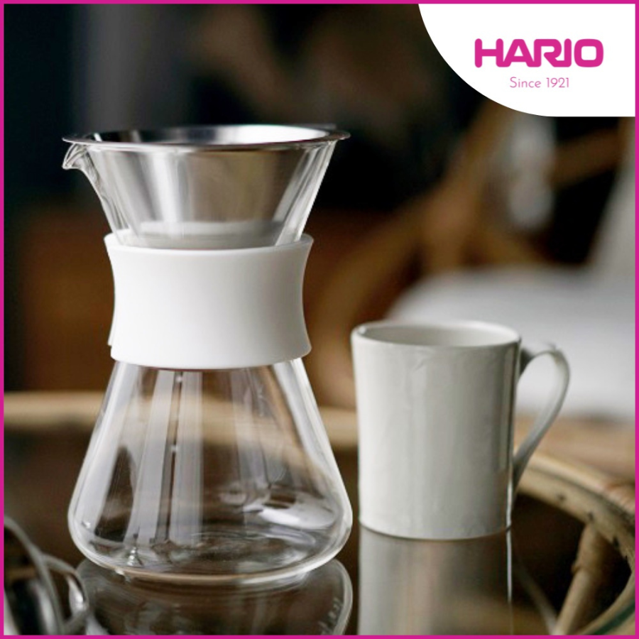 Bình pha cà phê bằng thủy tinh hario 400ml kèm phễu inox - glass coffee maker s-gcm-40-w