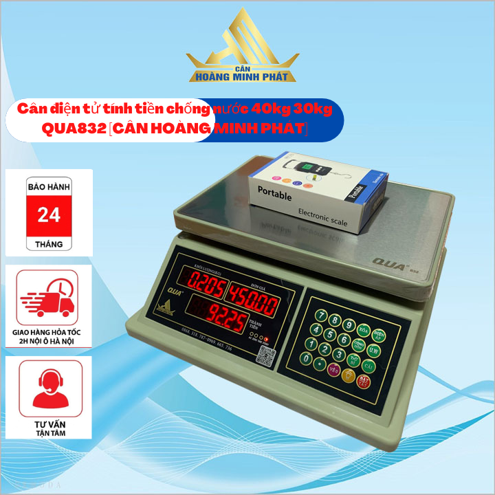 Cân điện tử, Cân hải sản, cân chống nước, cân tính tiền điện tử chống nước QUA 30kg 40kg (832). Bảo hành 2 năm [ CÂN HOÀNG MINH PHÁT ]