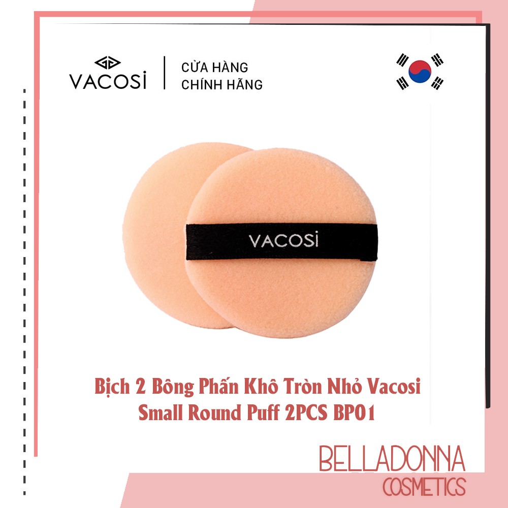 Bịch 2 bông phấn khô tròn nhỏ vacosi small round puff 2pcs bp01